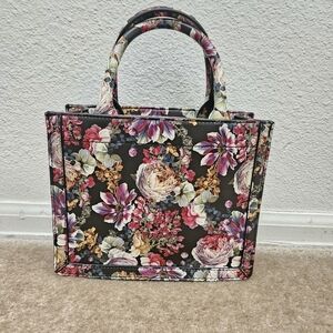 Express Floral Purse Black Pink Yellow Flowers Women's Bag